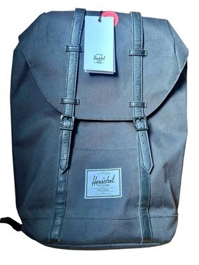 NWT Herschel Supply Company Retreat Backpack Black Canvas 19.5L 17x12x5.75” NEW!